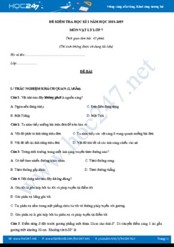 Đề thi và đáp án kiểm tra HKI môn Vật lý 7 năm học 2018-2019 trường THCS Bạch Đằng