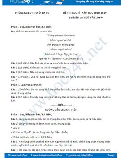 Đề thi HK1 môn Ngữ văn lớp 9 năm 2018-2019, Phòng GD&ĐT Huyện Ba Tơ
