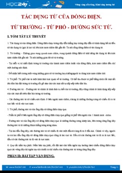 Chuyên đề ôn tập Tác dụng của từ của dòng điện. Từ trường - Từ phổ - Đường sức từ Vật lý 9