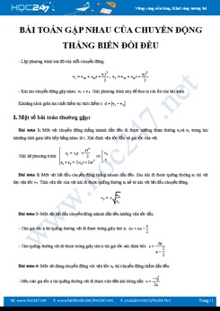 Phương pháp giải 1 số bài toán thường gặp trong Chuyển động thẳng biến đổi đều