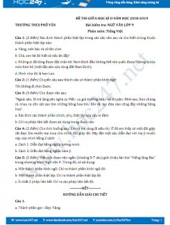 Đề thi giữa HK2 môn Ngữ văn lớp 9 năm 2018-2019, Trường THCS Phổ Văn