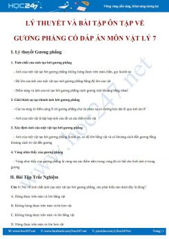 Lý thuyết và bài tập ôn tập về Gương phẳng có đáp án môn Vật Lý 7