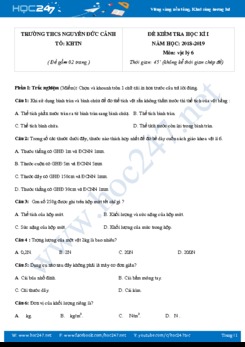 Đề kiểm tra HK1 môn Vật lý 6 năm học 2018-2109 trường THCS Nguyễn Đức Cảnh