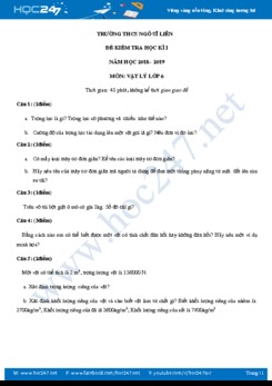 Đề thi và đáp án kiểm tra HKI môn Vật lý 6 năm 2018-2019 trường THCS Ngô Sĩ Liên