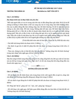 Đề thi HK2 môn Ngữ văn lớp 9 năm 2017-2018, Trường THCS Bình An