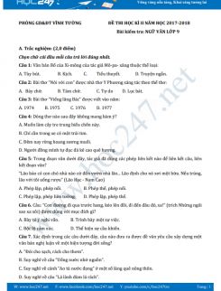Đề thi HK2 môn Ngữ văn lớp 9 năm 2017-2018, Phòng GD&ĐT Vĩnh Tường