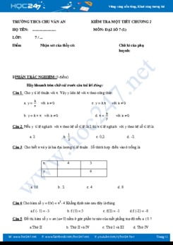 Đề kiểm tra 1 tiết Chương 2 Đại số 7 năm 2018 Trường THCS Chu Văn An
