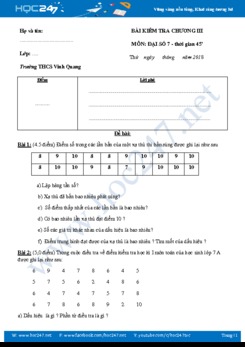 Bộ 2 đề kiểm tra 1 tiết Chương 3 Đại số 7 năm 2018 Trường THCS Vinh Quang