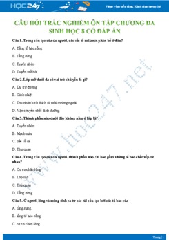Câu hỏi trắc nghiệm ôn tập chương Da Sinh học 8 có đáp án