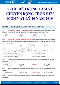 3 chủ đề trọng tâm về Chuyển động tròn đều môn Vật lý 10 năm 2019