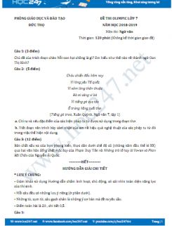 Đề thi HSG môn Ngữ văn lớp 7 năm 2019, Phòng GD&ĐT Đức Thọ