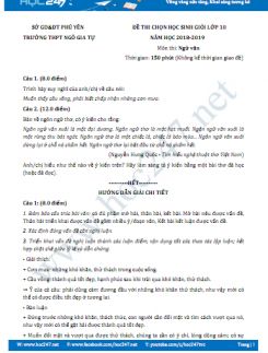 Đề thi HSG môn Ngữ văn lớp 10 năm 2019, Trường THPT Ngô Gia Tự