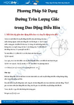 Phương pháp sử dụng Đường tròn Lượng giác trong Dao động điều hòa Vật lý 12