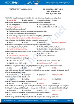 Đề kiểm tra 1 tiết lần 1 môn Hóa học 11 năm học 2019 - 2020 Trường THPT Mai Lão Bạng