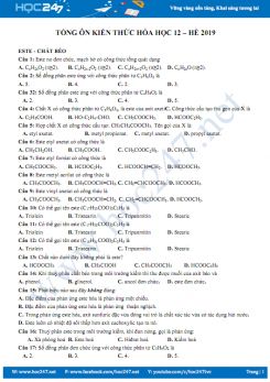 Tổng ôn kiến thức Hóa học 12 - Hè 2019