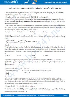 Phân dạng và phương pháp giải bài tập môn Hóa học 12 năm học 2019 - 2020