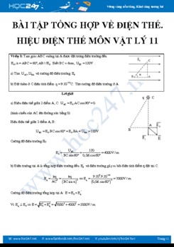 Bài tập tổng hợp về Điện thế- Hiệu điện thế môn Vật lý 11 năm học 2019-2020 có đáp án