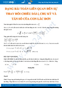 Bài toán liên quan đến sự thay đổi chiều dài, chu kỳ và tần số của Con lắc đơn