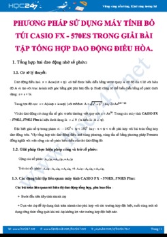 Phương pháp sử dụng Máy tính bỏ túi CASIO FX - 570ES trong giải bài tập tổng hợp DĐĐH