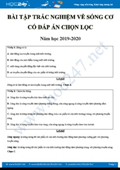 Bài tập trắc nghiệm về Sóng cơ có đáp án chọn lọc năm học 2019-2020