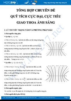 Tổng hợp chuyên đề Quỹ tích cực đại, cực tiểu giao thoa sóng môn Vật lý 12