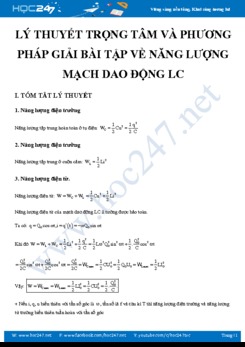 Lý thuyết trọng tâm và phương pháp giải bài tập về Năng lượng Mạch dao động LC