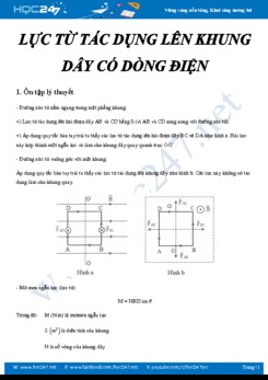 Tổng hợp bài toán về Lực từ tác dụng lên khung dây có dòng điện môn Vật lý 11
