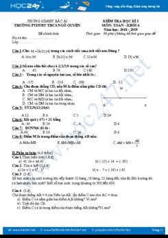 Đề thi HK1 môn Toán 6 Trường THCS Ngô Quyền 2019 có đáp án