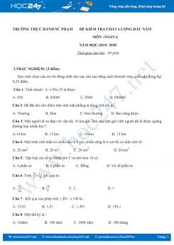 Đề kiểm tra chất lượng đầu năm môn Toán 6 năm 2020 Trường Thực hành sư phạm