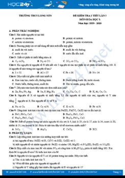 Đề kiểm tra 1 tiết lần 3 môn Hóa học 8 năm học 2019 - 2020 Trường THCS Long Sơn