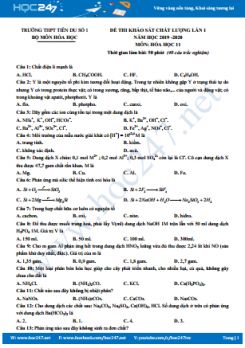 Đề KSCL lần 1 môn Hóa học 11 năm học 2019 - 2020 Trường THPT Tiên Du 1