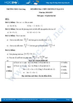 Bộ 4 đề kiểm tra 1 tiết Chương 4 Đại số 8 năm 2019 Trường THCS Yên Lãng