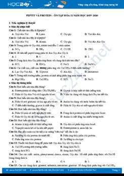 Peptit và Protein - Ôn tập Hóa 12 năm học 2019 - 2020