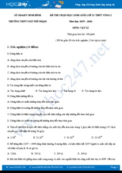Đề thi HSG lớp 11 năm học 2019-2020 trường THPT Ngô Thì Nhậm vòng 1 có đáp án