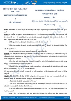 Đề thi HSG lớp 9 năm học 2019-2020 trường THCS Bùi Thị Xuân có đáp án