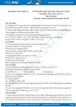 Đề thi chọn HSG môn Hóa học 11 năm 2018 - 2019 Tỉnh Nghệ An