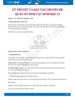 Lý thuyết và bài tập chuyên đề Quần xã sinh vật Sinh học 12