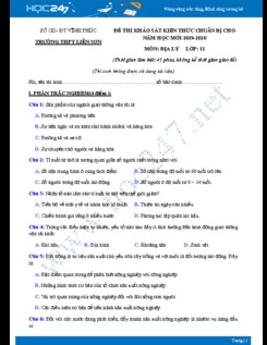 Đề KSCL đầu năm môn Địa lý lớp 11 năm 2019-2020 - Trường THPT Liễn Sơn