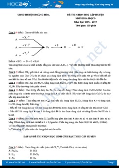 Đề thi chọn HSG môn Hóa học 9 năm học 2018 - 2019 Huyện Hoằng Hóa