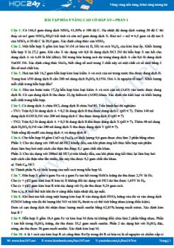 Bài tập Hóa 9 nâng cao có đáp án chi tiết năm học 2019 - 2020