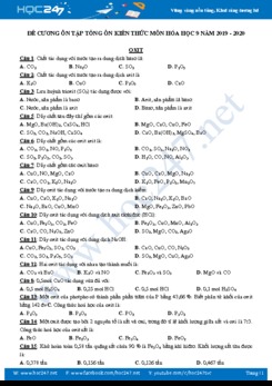 Đề cương ôn tập tổng ôn kiến thức môn Hóa học 9 năm 2019 - 2020