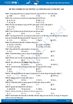 Đề trắc nghiệm ôn tập Chương 7, 8, 9 môn Hóa học 12 năm 2019 - 2020