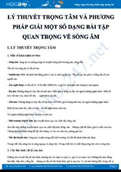 Lý thuyết trọng tâm và Phương pháp giải một số dạng bài tập quan trọng về Sóng Âm
