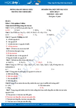 Đề kiểm tra 1 tiết HK2 môn Hóa 9 năm học 2018 - 2019 Trường THCS Bình Kiều