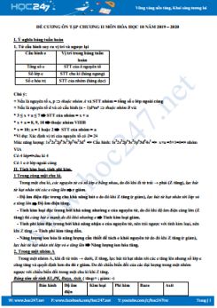Đề cương ôn tập chương II môn Hóa 10 năm học 2019 - 2020