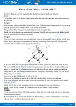 Bài tập về tinh thể ion - tinh thể phân tử