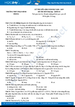 Đề thi giữa HK2 môn Hóa 10 năm học 2018 - 2019 Trường THPT Phan Đình Phùng