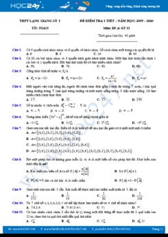 Đề kiểm tra 1 tiết Chương 2 ĐS & GT 11 năm học 2019 - 2020 có đáp án Trường THPT Lạng Giang số 1