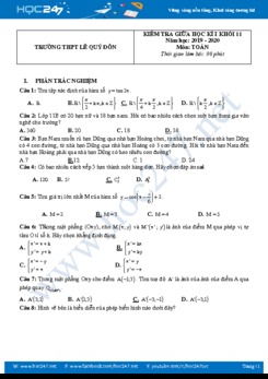 Đề thi giữa HK1 môn Toán 11 năm học 2019 - 2020 có đáp án Trường THPT Lê Quý Đôn