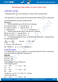 Bài toán tìm khoảng biến thiên của một chất